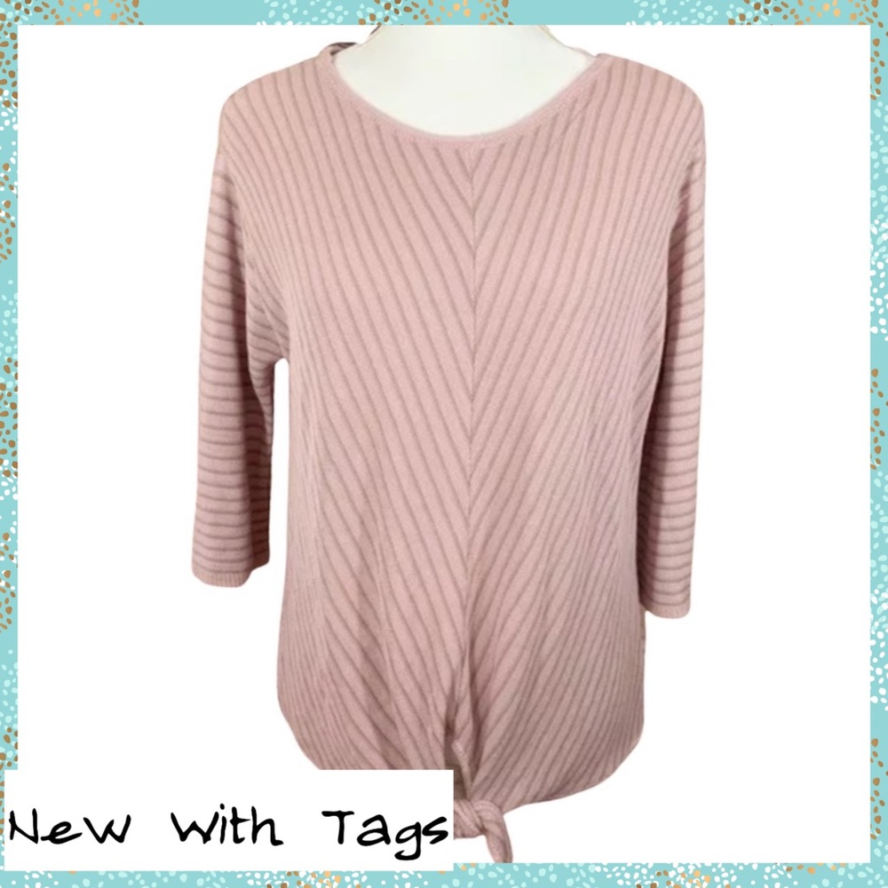 NWT Apt 9 Pink Chevron Knit Sweater Front- M - Picture 1 of 8